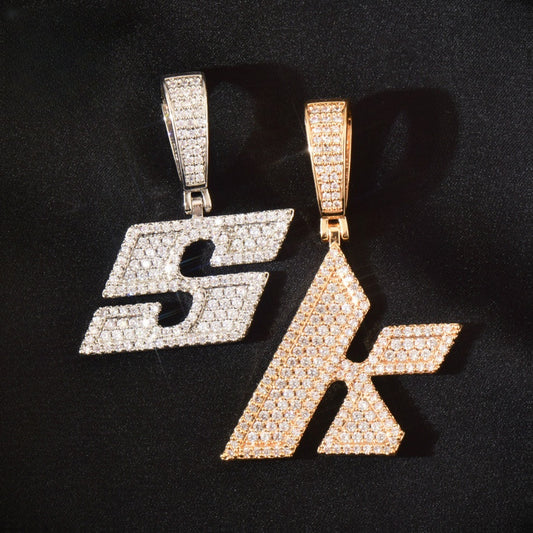 Unisex Iced Out Letter Pendant Necklace