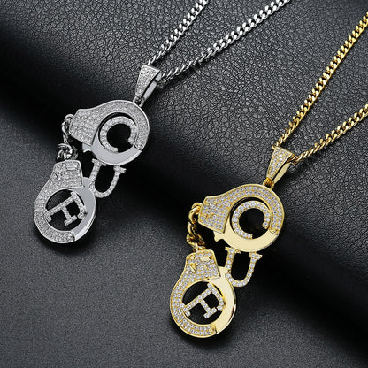 Hip Hop Evil Eye Geometric Copper Pendant Necklace for Men and Women