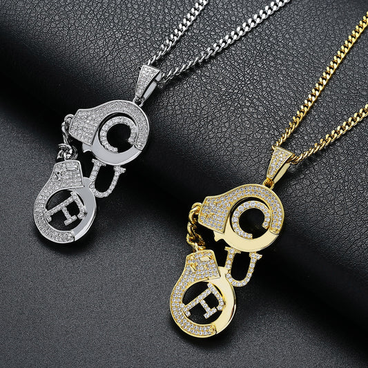 Hip Hop Evil Eye Geometric Copper Pendant Necklace for Men and Women