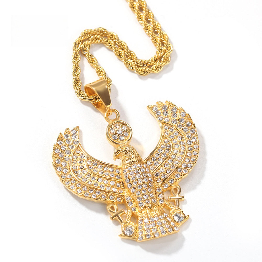 Gold Eagle Pendant Necklace for Men & Women - Iced Out Stainless Steel Statement Chain product image