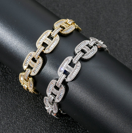 Hip Hop Cuban Link Cubic Zirconia Bracelet for Men