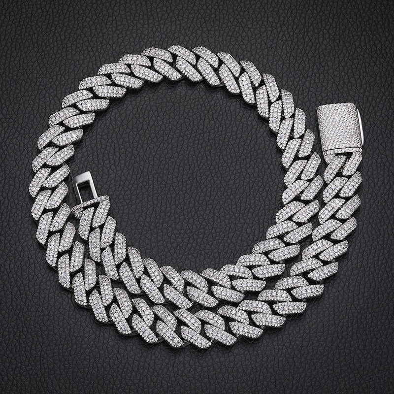 Iced Out 15mm Triple Row Cuban Link Chain Necklace for Men & Women product image