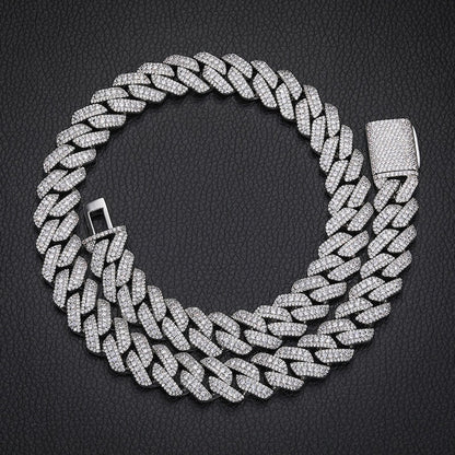 Iced Out 15mm Triple Row Cuban Link Chain Necklace for Men & Women