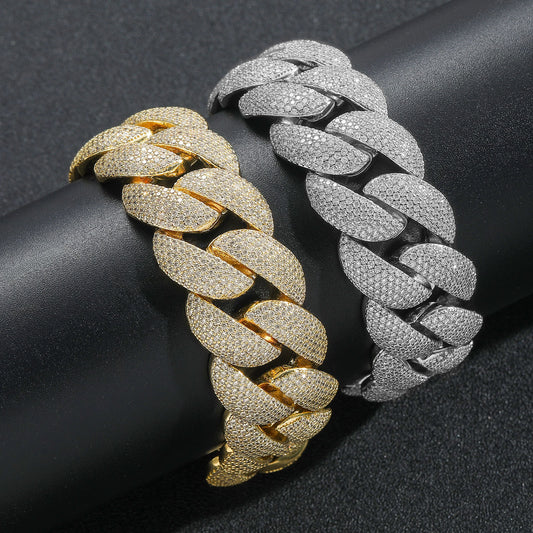 Hip Hop Cuban Link Bubble Copper Bracelet for Men