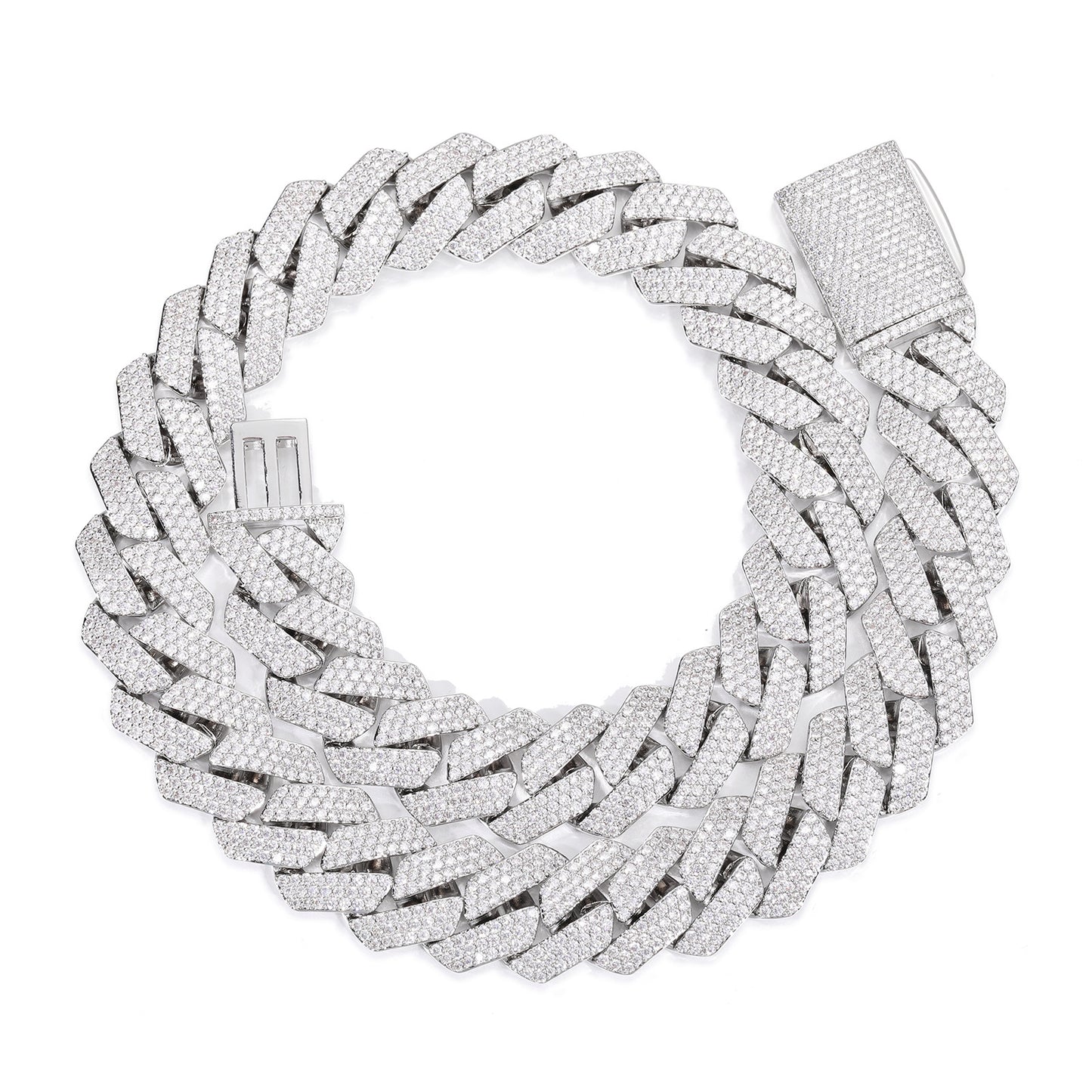 Iced Out Cuban Link Chain Necklace Bracelet Set in Gold or White Gold Tone product image