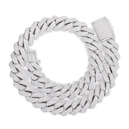 Iced Out Cuban Link Chain Necklace Bracelet Set in Gold or White Gold Tone