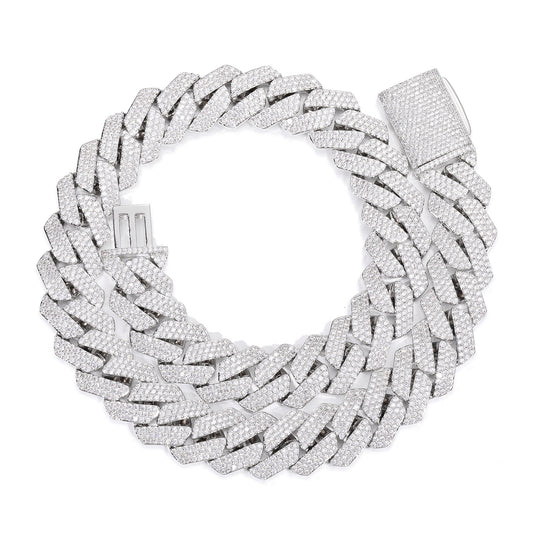 Iced Out Cuban Link Chain Necklace Bracelet Set in Gold or White Gold Tone product image