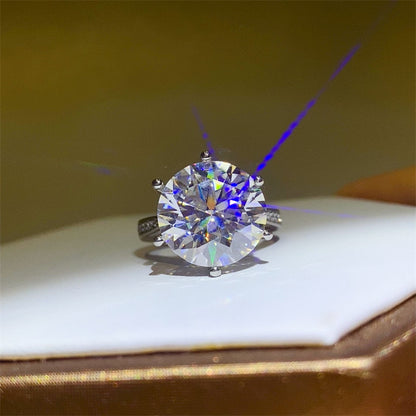 Round Cut Solitaire Moissanite Ring with Pavé-Style Band for Women