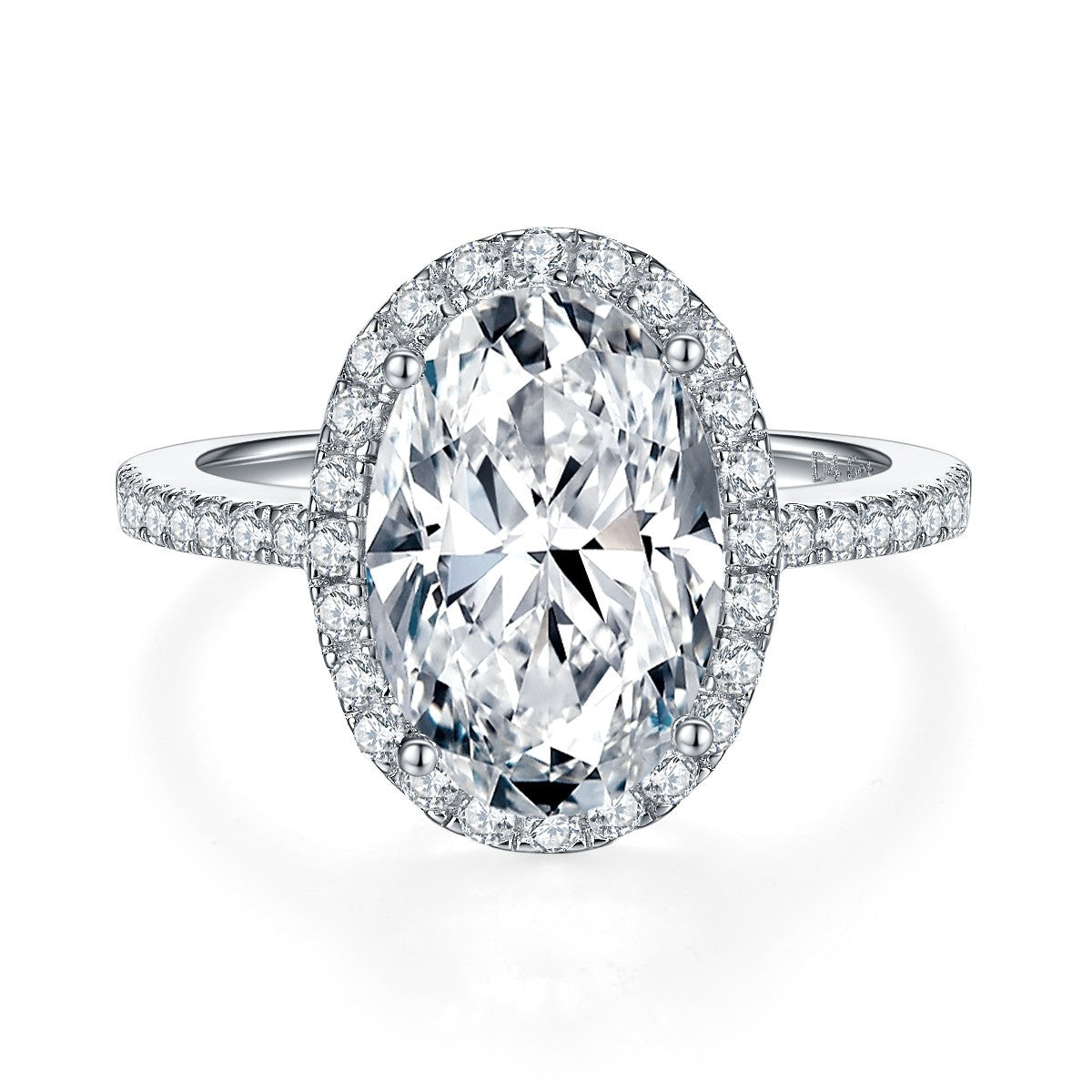 Oval Halo Moissanite Ring, 925 Silver, 18K Gold, Pavé Engagement Ring product image
