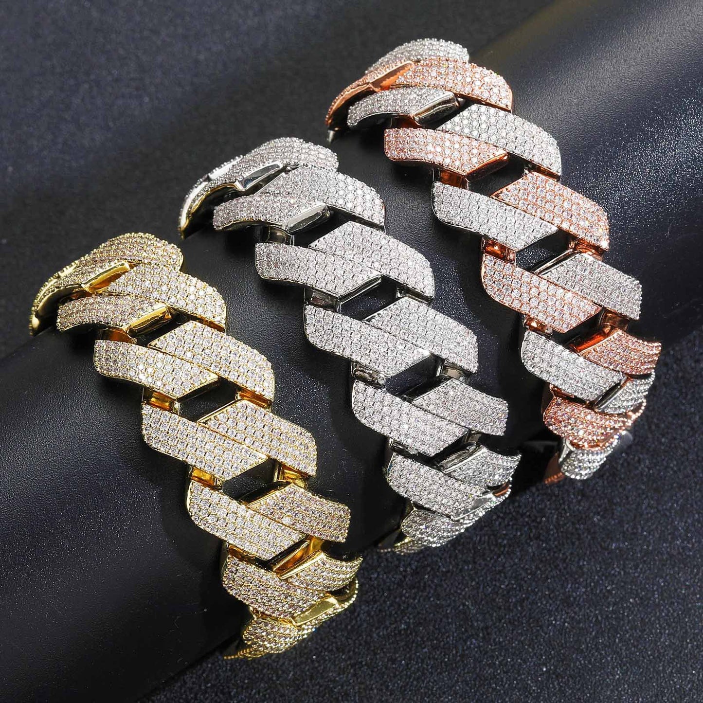 Hip Hop Minimalist Diamond Shape Cuban Link Cubic Zirconia Bracelet for Men