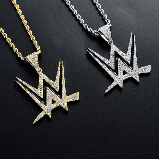 Letter Cubic Zirconia Pendant Necklace for Men and Women