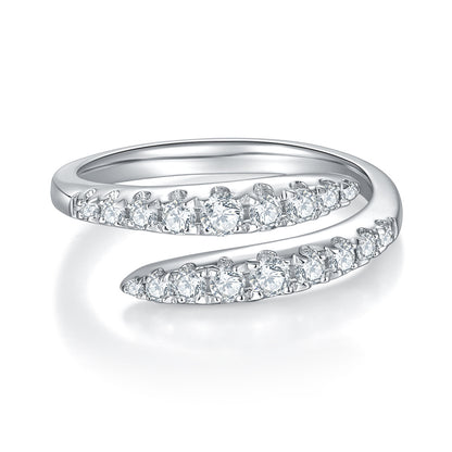 Open Wrap Moissanite Ring for Women, Double Row Wedding Promise Ring