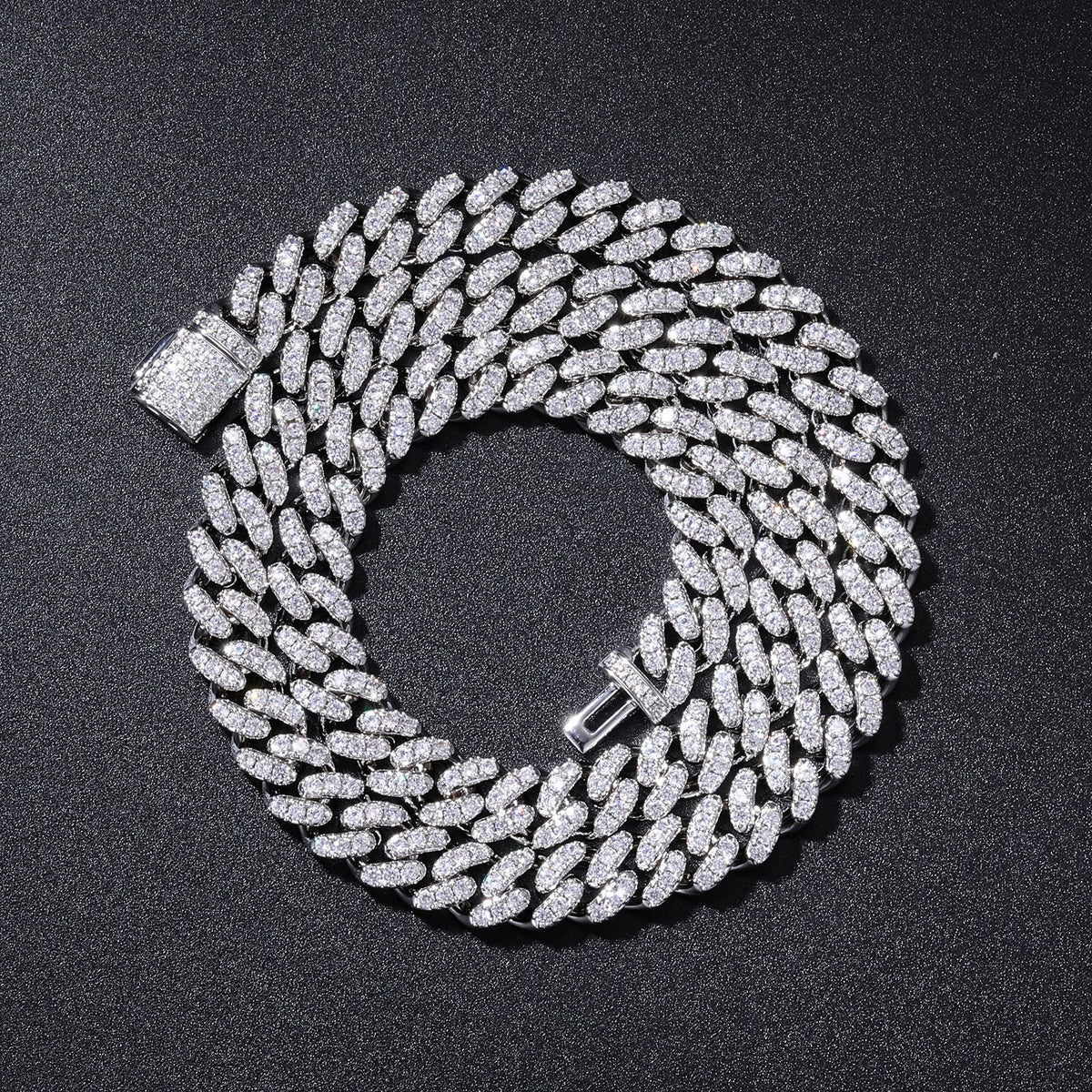 10mm Double Row Iced Out Cuban Link Chain Necklace Bracelet for Men and Women product image