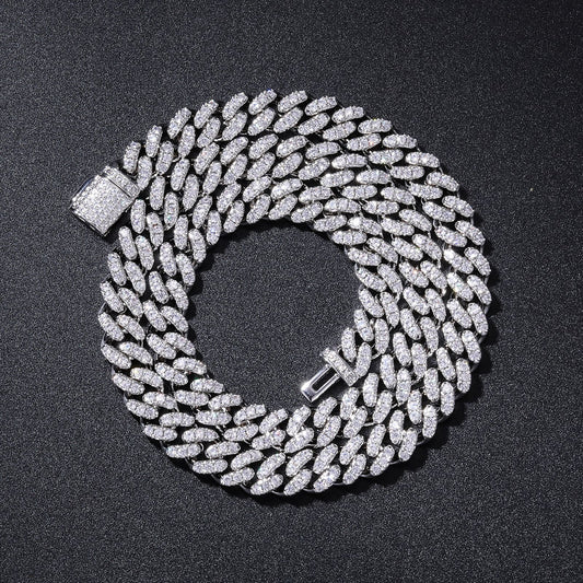 10mm Double Row Iced Out Cuban Link Chain Necklace Bracelet for Men and Women product image
