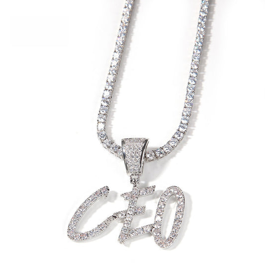 Custom Bubble Letter Necklace with Cubic Zirconia Pendant - Gold or Silver Personalized Hip Hop Chain for Women