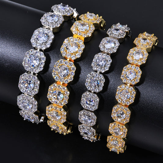 10-12 mm Square Halo CZ Link Copper Bracelet - CHA091 product image