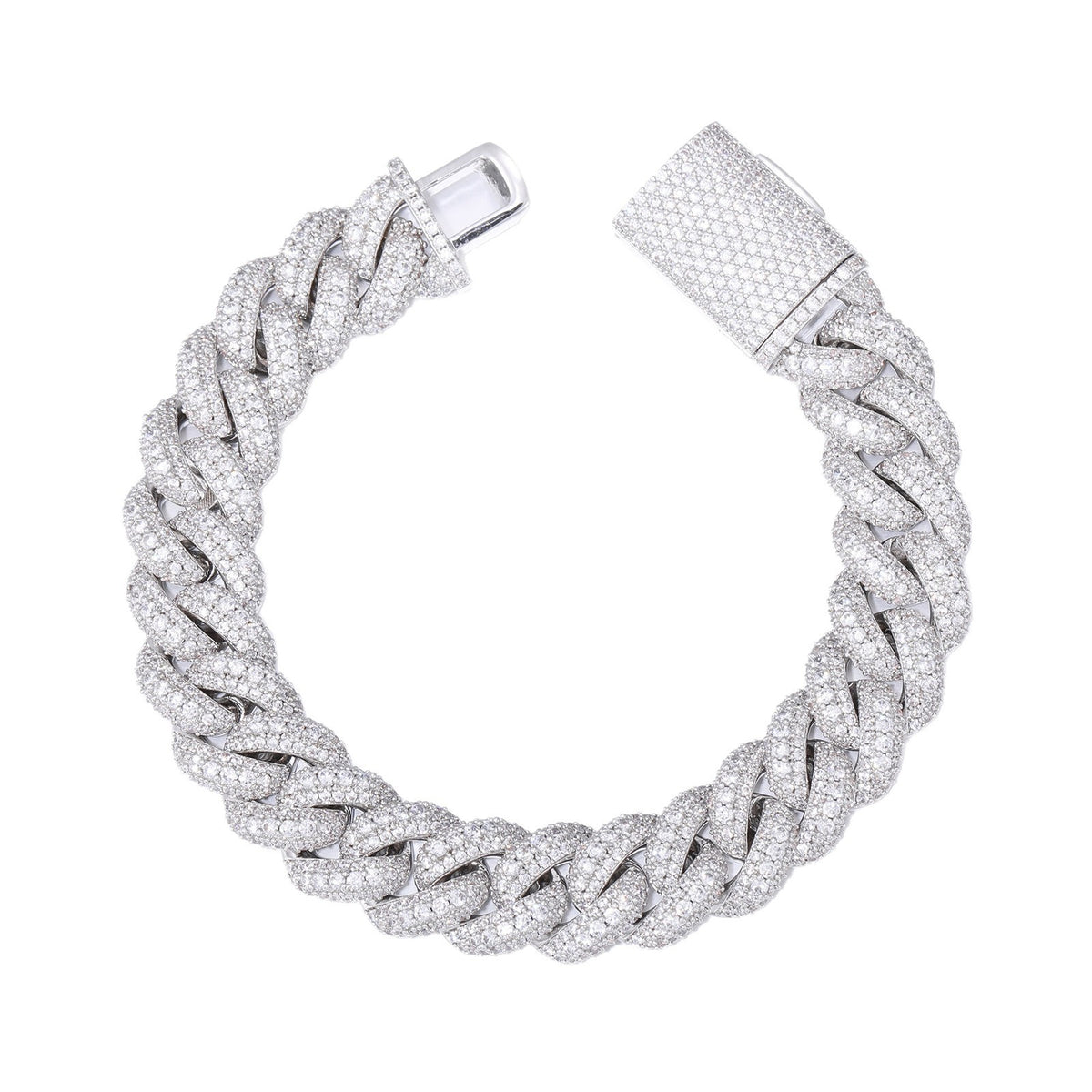 Cubic Zirconia Cuban Link Bracelet, Iced Hip Hop Bracelet for Men and Women product image