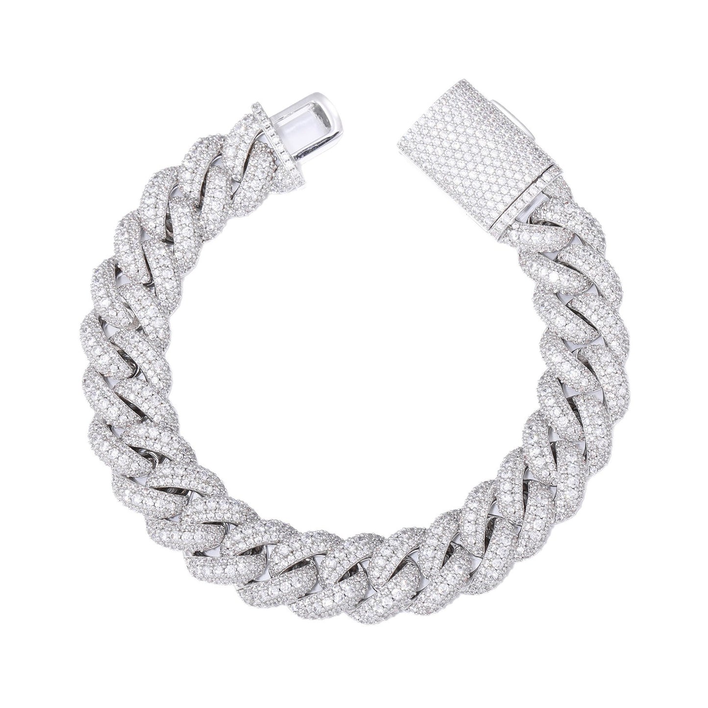 Cubic Zirconia Cuban Link Bracelet, Iced Hip Hop Bracelet for Men and Women product image
