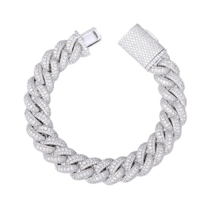 Cubic Zirconia Cuban Link Bracelet, Iced Hip Hop Bracelet for Men and Women