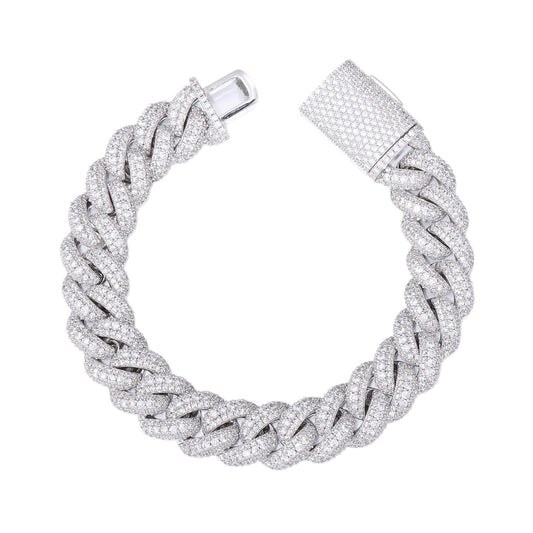 Cubic Zirconia Cuban Link Bracelet, Iced Hip Hop Bracelet for Men and Women product image