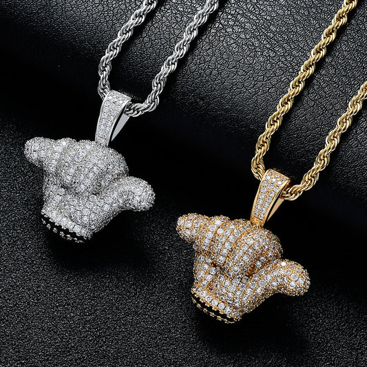Hip Hop Floral Round Cubic Zirconia Pendant Necklace for Men and Women