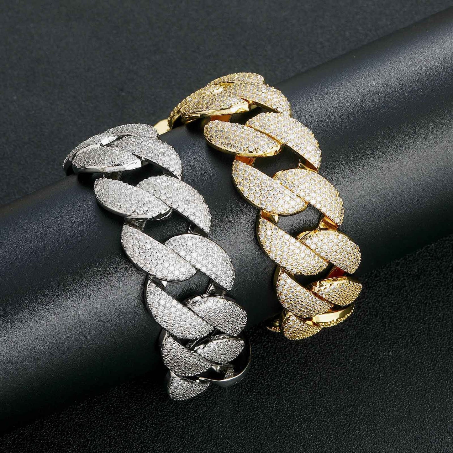 Hip Hop Cuban Link Bubble Copper Bracelet for Men