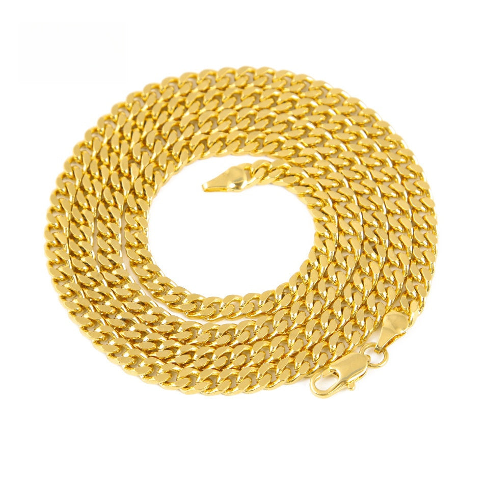 Unisex Gold Plated Cuban Link Chain Necklace - Hip Hop Statement Pendant Chain for Women and Men
