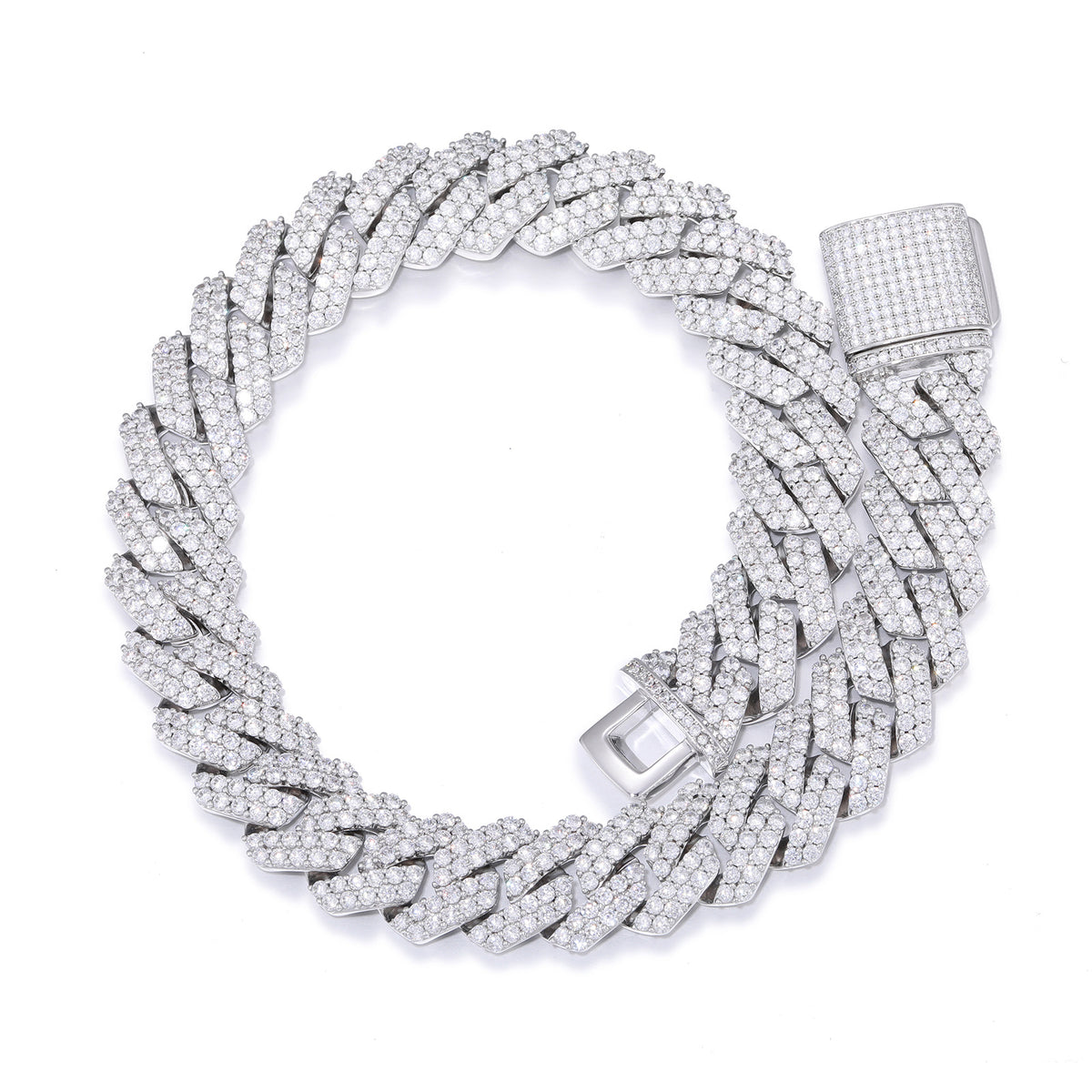 Iced Out Double Row Cuban Link Chain Necklace for Men and Women - Micro Pave Cubic Zirconia Hip Hop Statement Chain product image