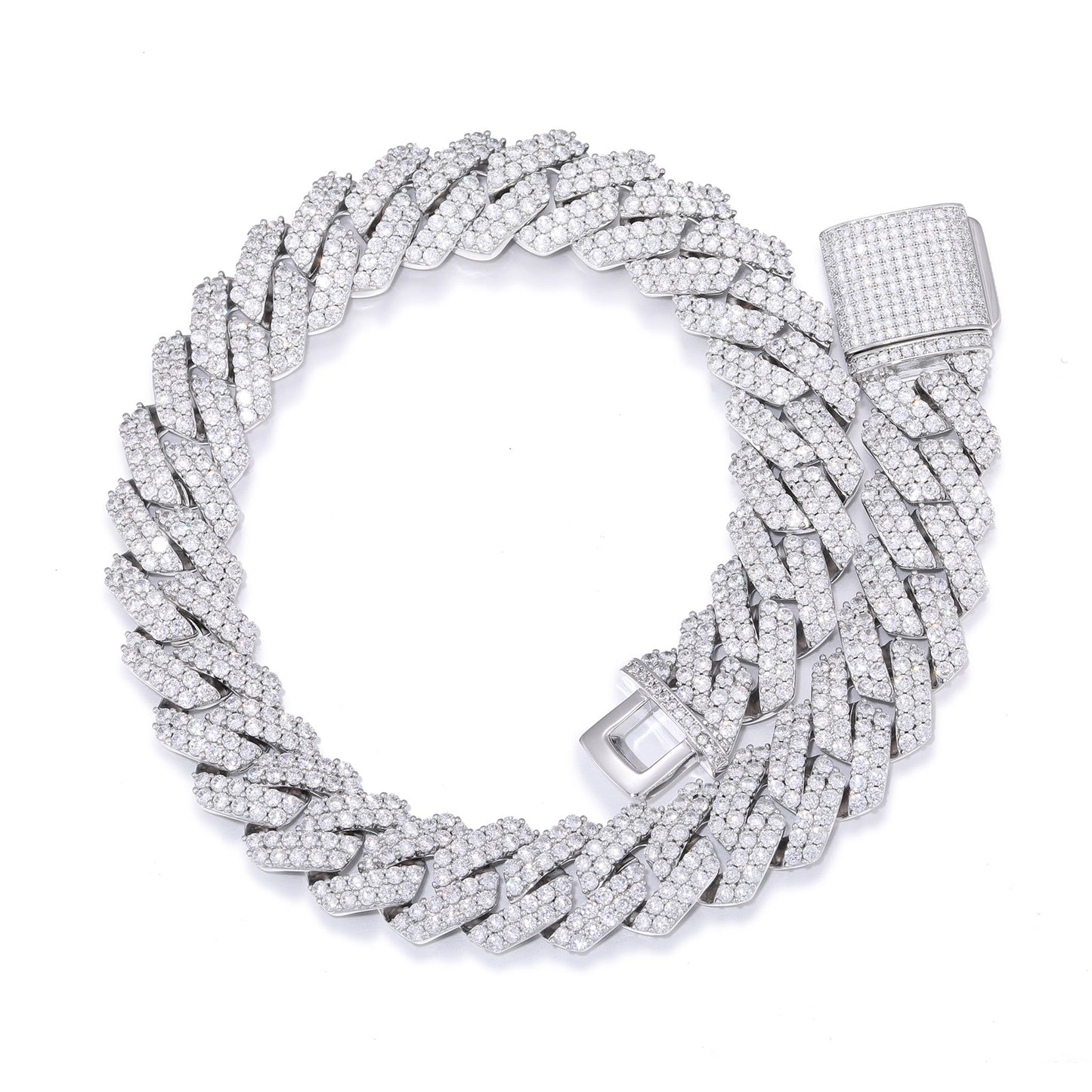 Iced Out Double Row Cuban Link Chain Necklace for Men and Women - Micro Pave Cubic Zirconia Hip Hop Statement Chain product image