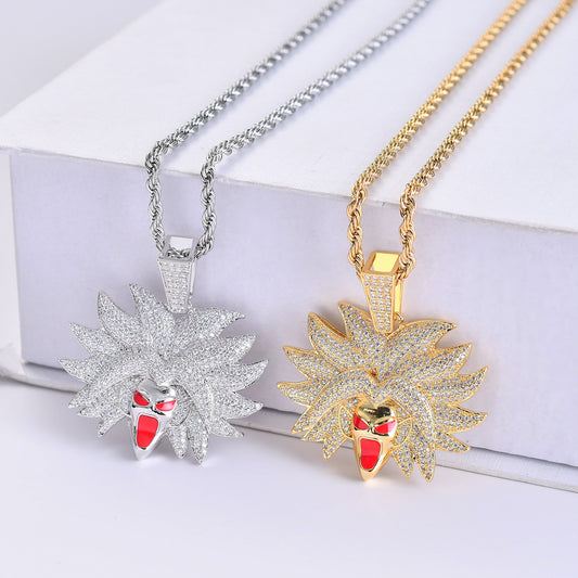 Hip Hop Dragon Cubic Zirconia Pendant Necklace for Men and Women