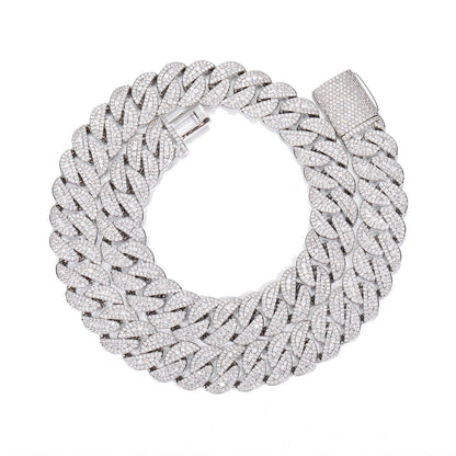 Iced Out 16mm Cuban Link Chain Necklace or Bracelet in Cubic Zirconia for Men & Women