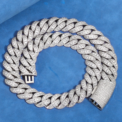 22 mm Wide Iced Cuban Hip Hop Necklace with Cubic Zirconia on a Copper Base - CHA361