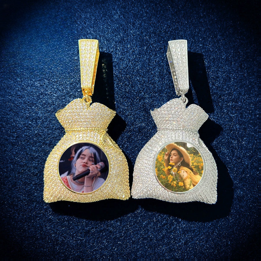 Unisex Hip Hop Money Bag Photo Necklace
