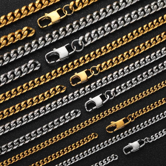 6-9 mm Polished Rounded Cuban Hip Hop Necklace or Bracelet with Stainless steel Base - CHA062 product image