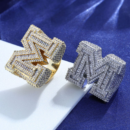 Hip Hop Geometric Letter Copper Ring For Men And Women