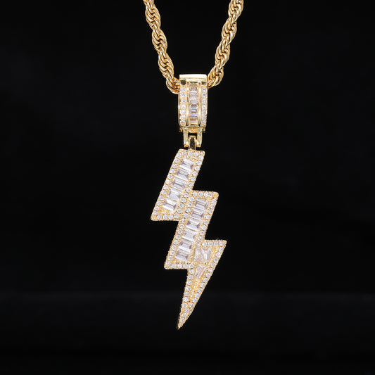 Lightning Bolt Zircon Pendant Necklace, Hip Hop Chain Jewelry for Men product image