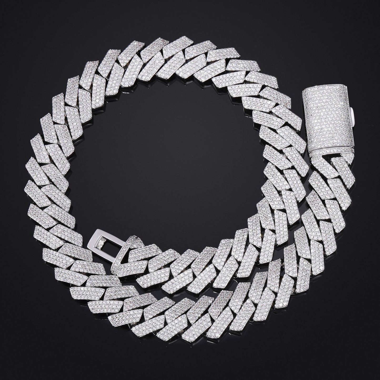 Iced Out Cuban Link Bracelet, Zircon Pavé Hip Hop Chain Bracelet, Unisex product image