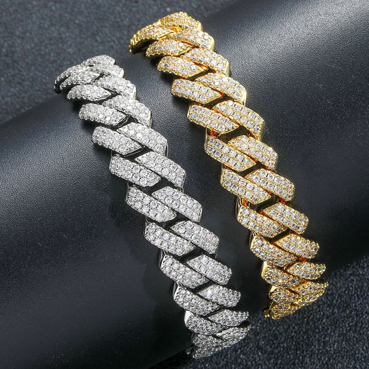 Hip Hop Light Luxury Cuban Link Cubic Zirconia Bracelet for Men