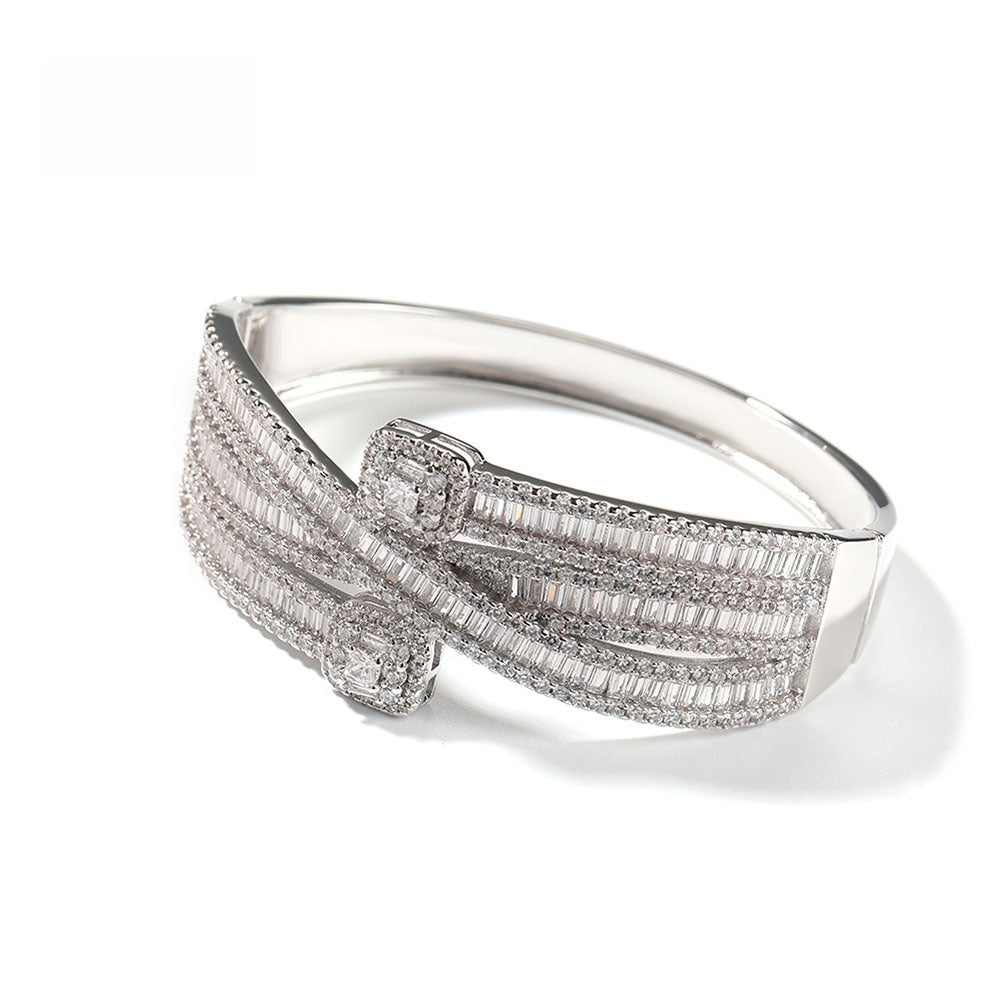 Elegant Cubic Zirconia Copper Bangle Bracelet for Women in Gold, Silver & Rose Gold product image