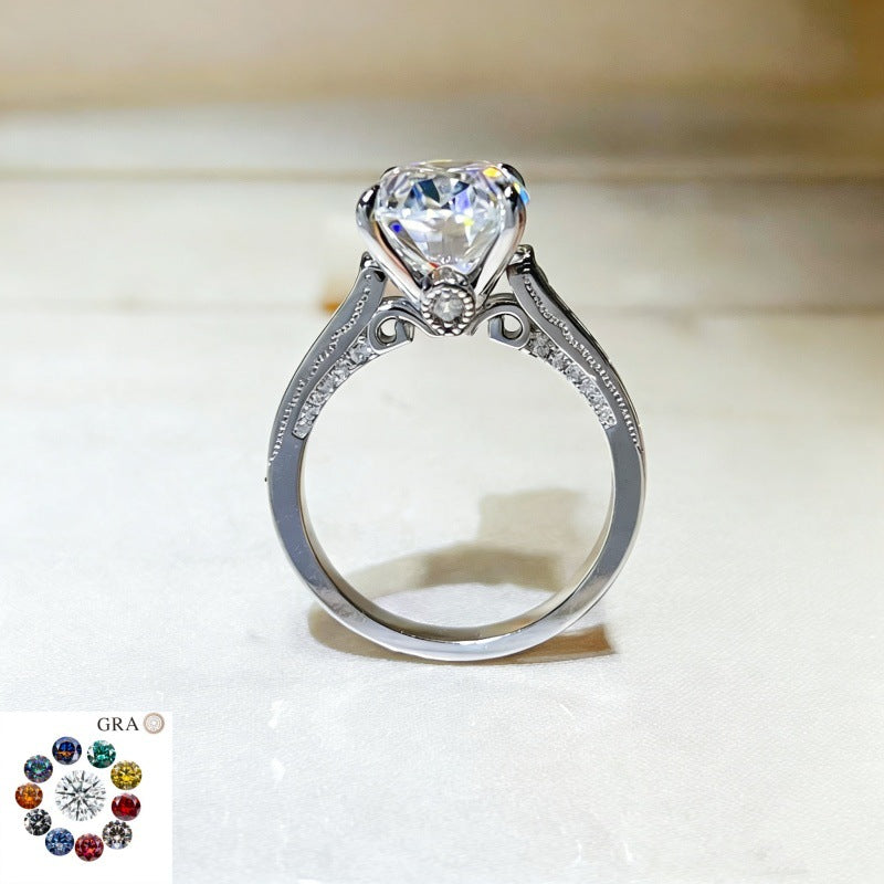 8 Carat Oval Moissanite Ring for Women, Geometric Halo Style Engagement Ring, Color Stone Statement Ring product image