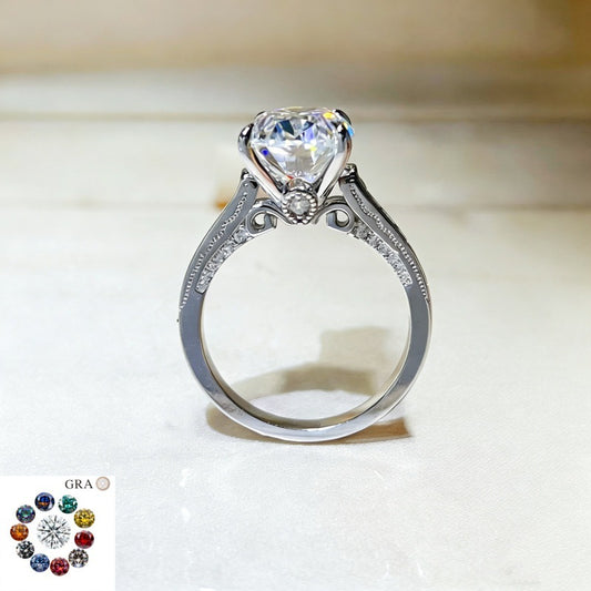 8 Carat Oval Moissanite Ring for Women, Geometric Halo Style Engagement Ring, Color Stone Statement Ring