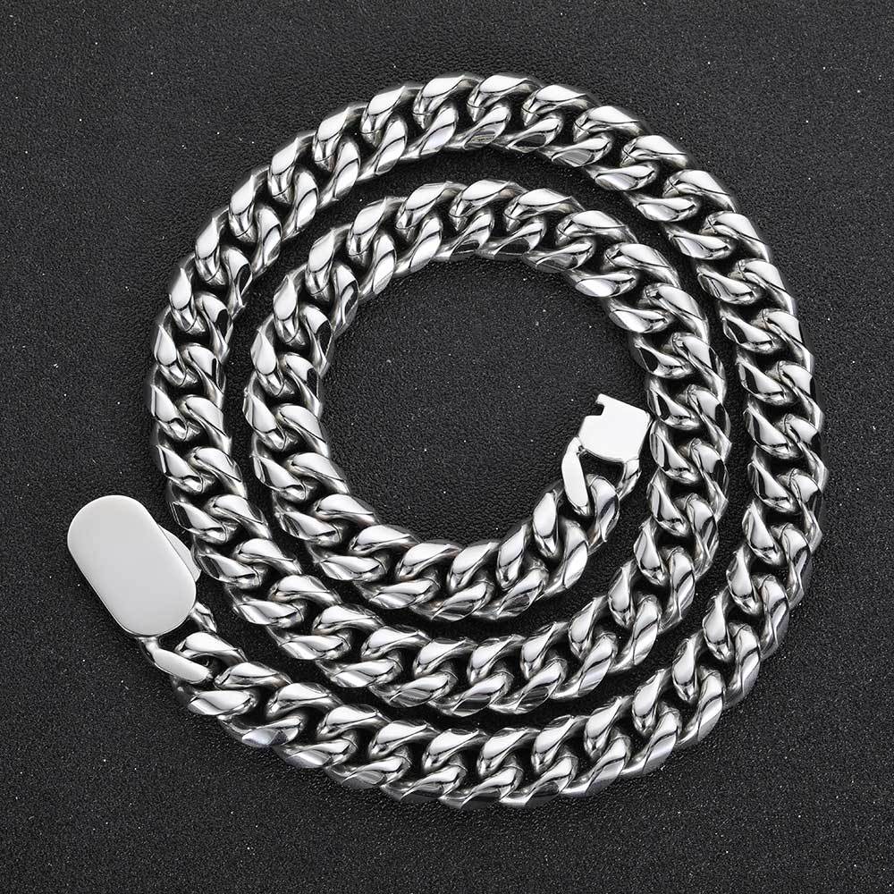6-12 mm Polished Rounded Cuban Hip Hop Necklace with Stainless steel Base - CHA030 product image