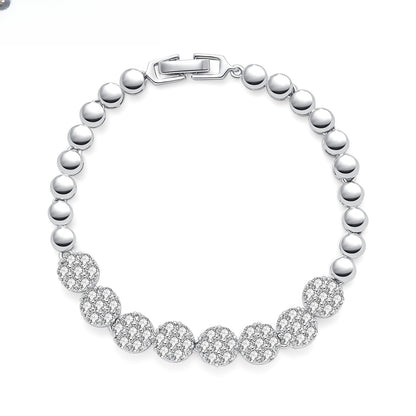 Round Pave Disc Tennis Bracelet for Women Elegant Minimalist Party Jewelry