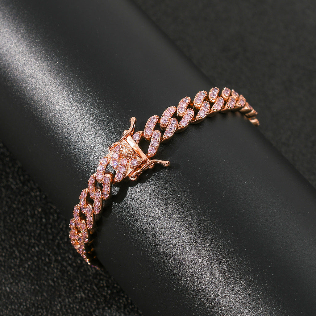 Hip Hop Cuban Link Cubic Zirconia Bracelet for Men and Women