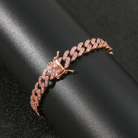 Hip Hop Cuban Link Cubic Zirconia Bracelet for Men and Women