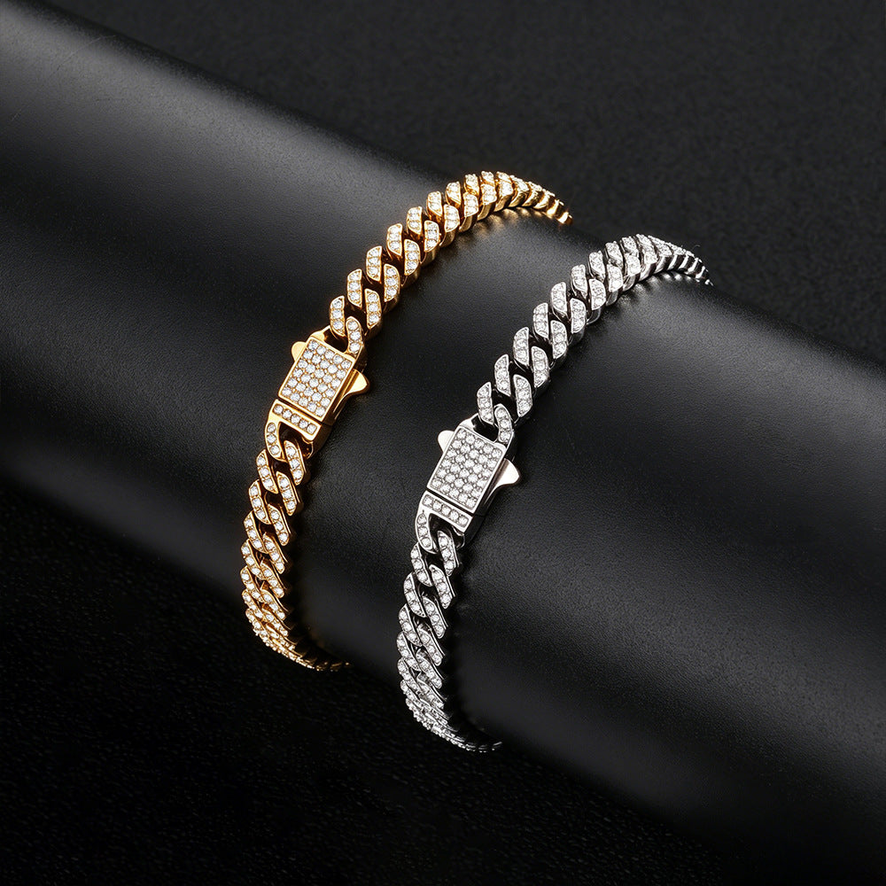 6 mm Iced Cuban Hip Hop Bracelet with Cubic Zirconia on a Stainless steel Base - CHA489 product image