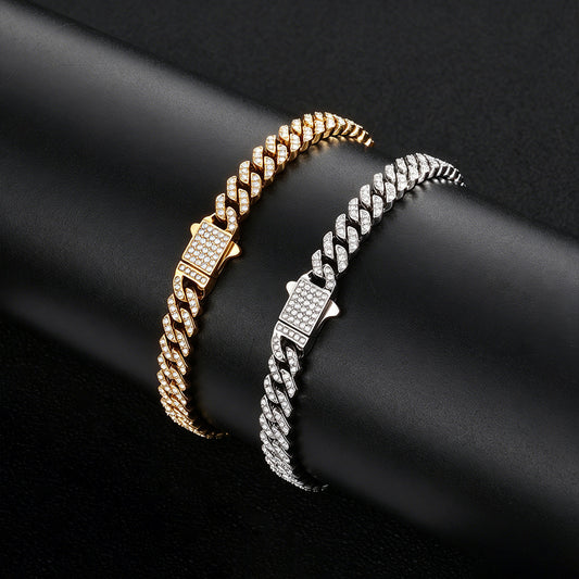 6 mm Iced Cuban Hip Hop Bracelet with Cubic Zirconia on a Stainless steel Base - CHA489 product image