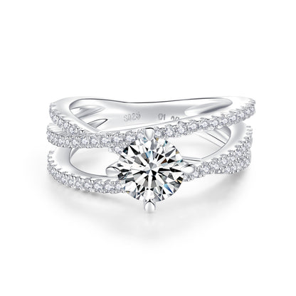 Moissanite Ring for Women, 18K Gold Plated 925 Sterling Silver Halo-Inspired Promise Engagement Ring