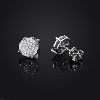 Geometric Pave Stud Earrings, Square Crystal Hip Hop Ear Studs, Unisex
