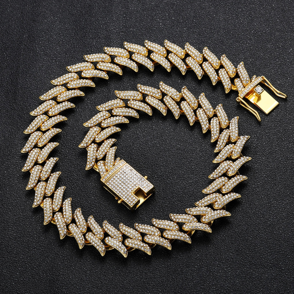Hip Hop Cuban Link Thorn Spike Alloy Necklace for Men